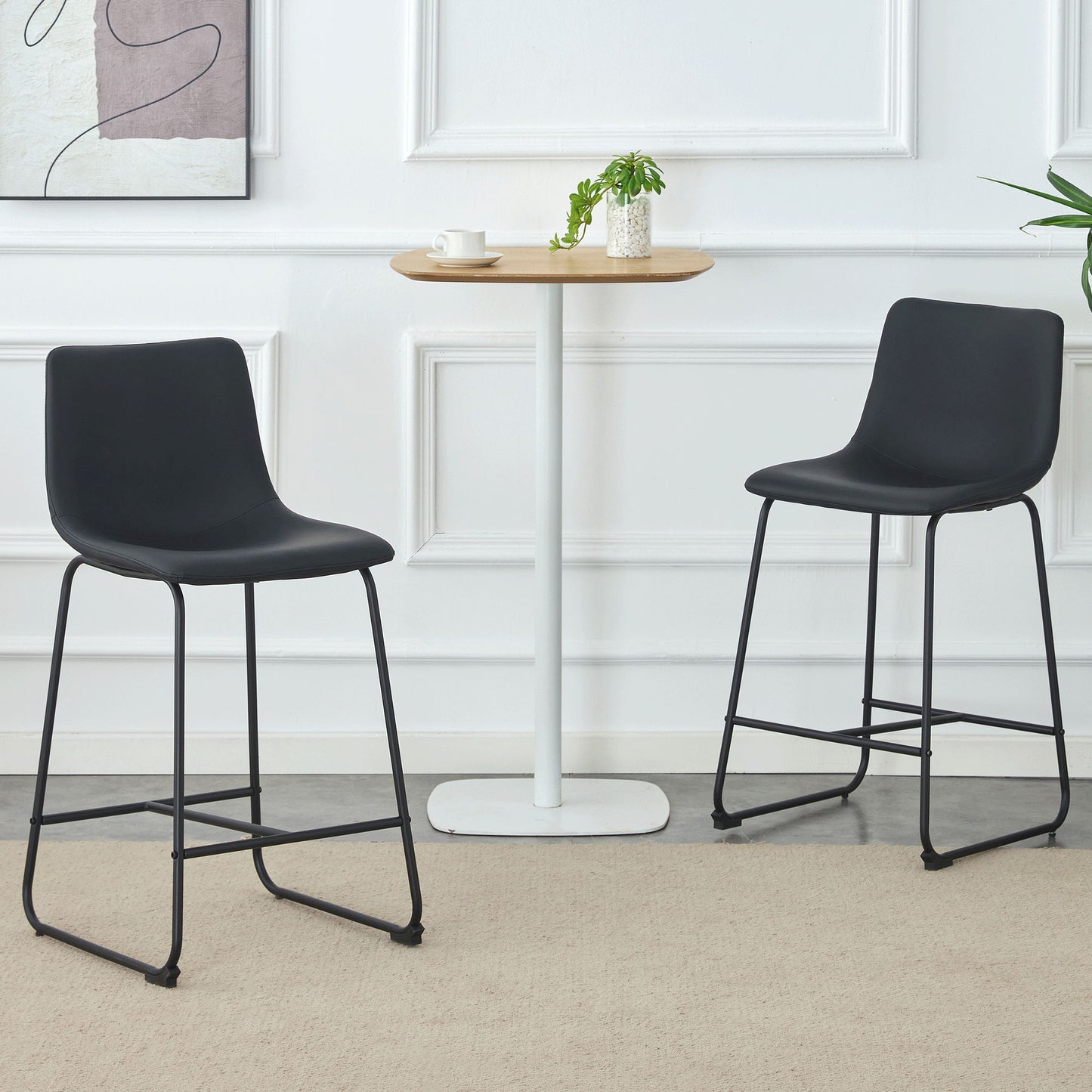 Retro Bar Chairs, Comfortable Stools (Set of 2)