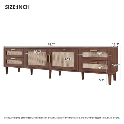 TV Stand, Media Console With 4 Drawers, Soft Closing Hinges - Dark Brown