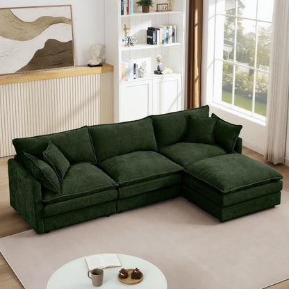 L Shaped Modular Sectional Sofa With Movable Ottoman, 3 Seater Comfortable Seating
