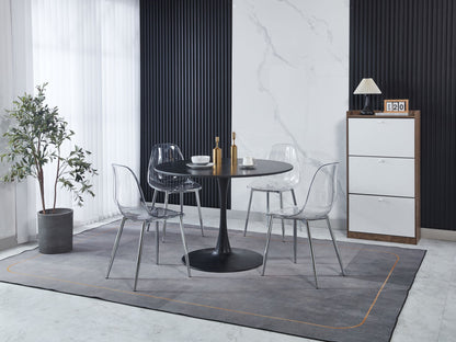 Transparent Plastic Seat Dining Chair (Set of 4)