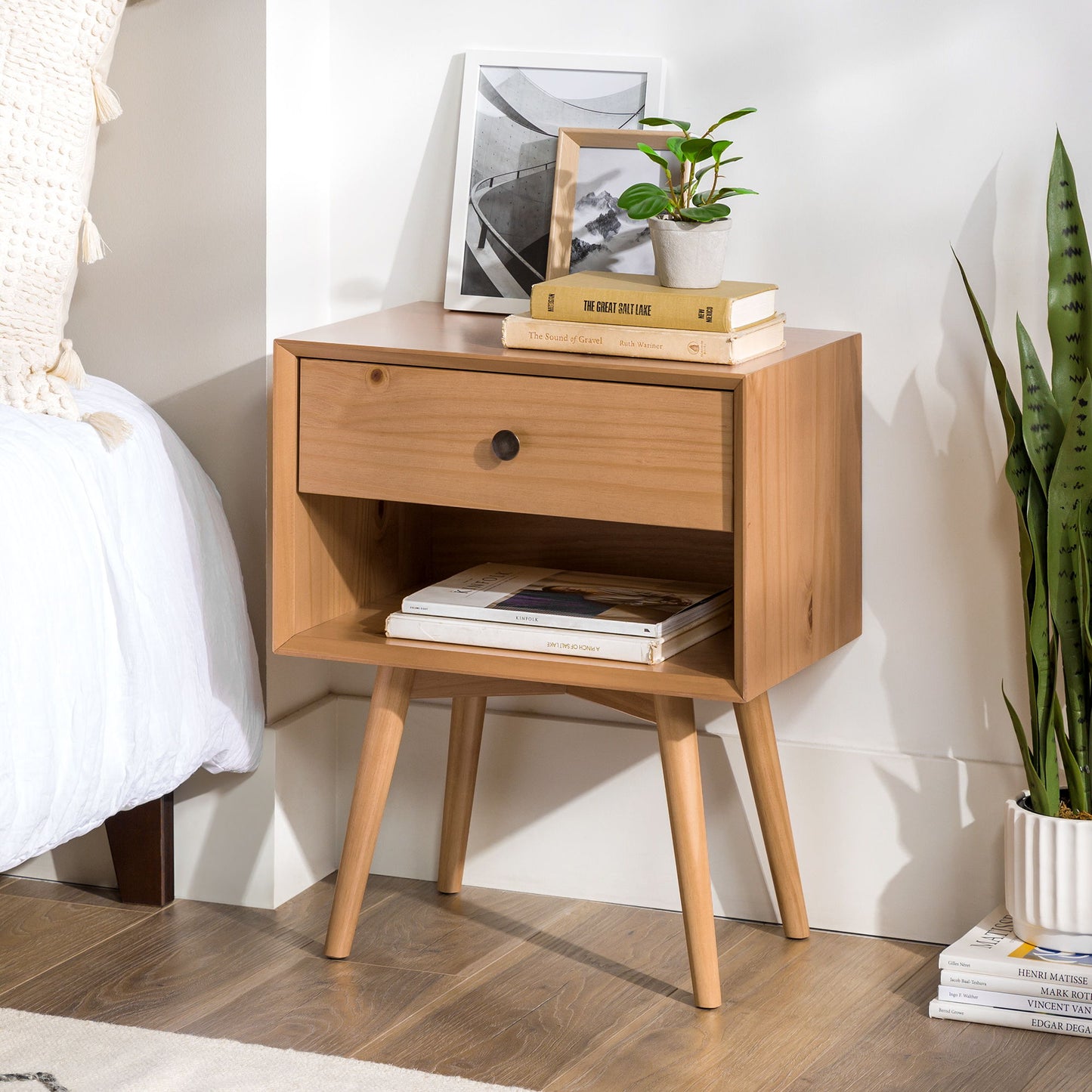 Mid Century Modern Single Drawer Nightstand