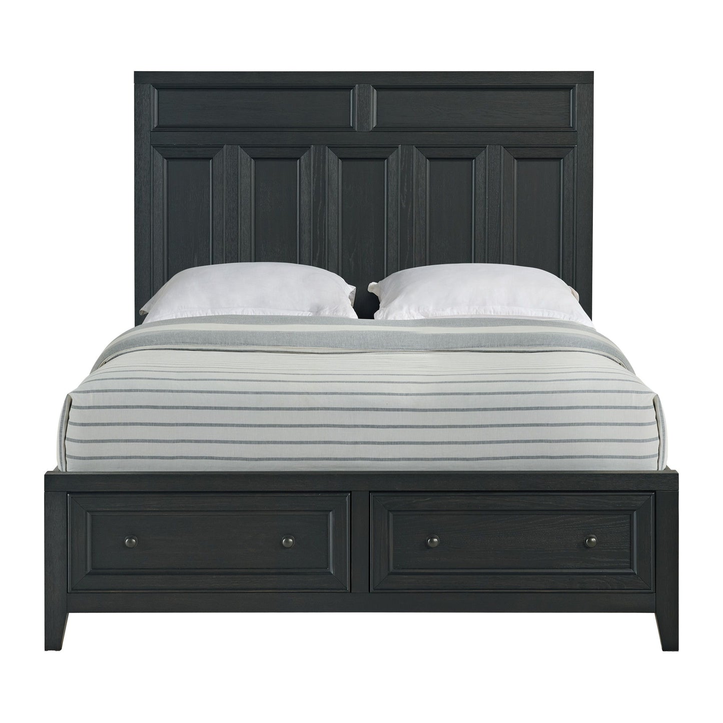 Storage Bed With Panel Headboard And Spacious Footboard Drawers