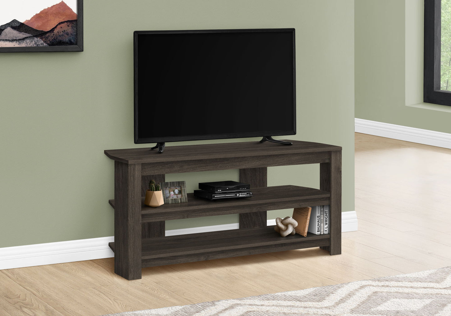 TV Stand Console Media Entertainment Center Storage Shelves For Living Room
