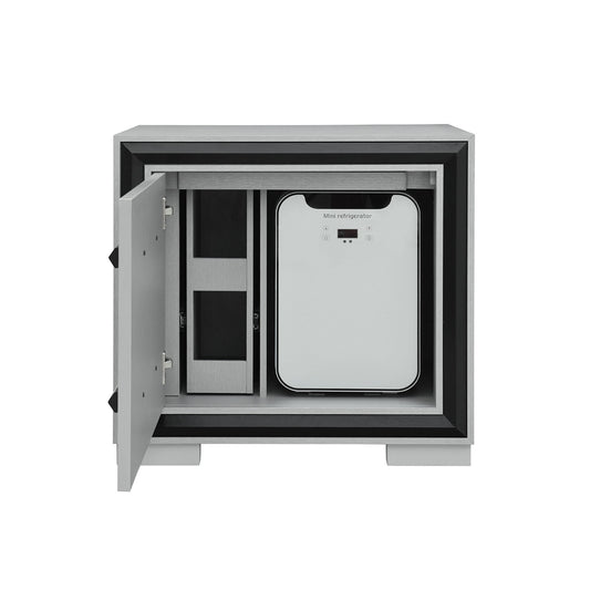 Adelaide - Nightstand With Cooler And Speaker - Grey / Black