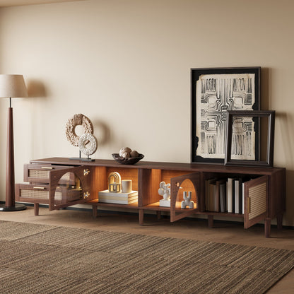 TV Stand With App-Controlled LED Lights, 2 Drawers & Door Storage