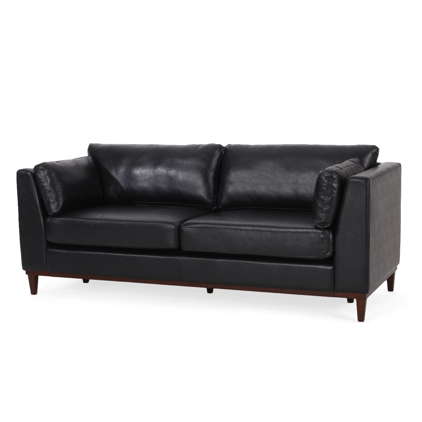 Contemporary 3 Seater Sofa With Tuxedo Arms - Black