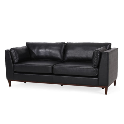 Contemporary 3 Seater Sofa With Tuxedo Arms - Black