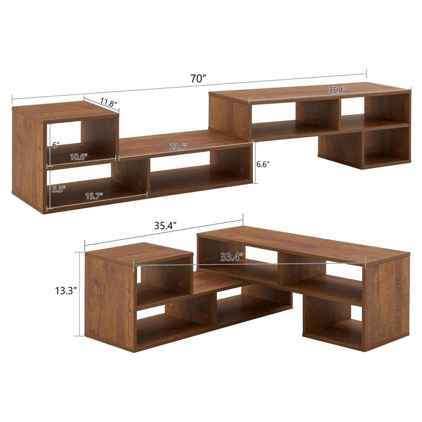 Cube TV Stand With Open Storage And 2 Shelves