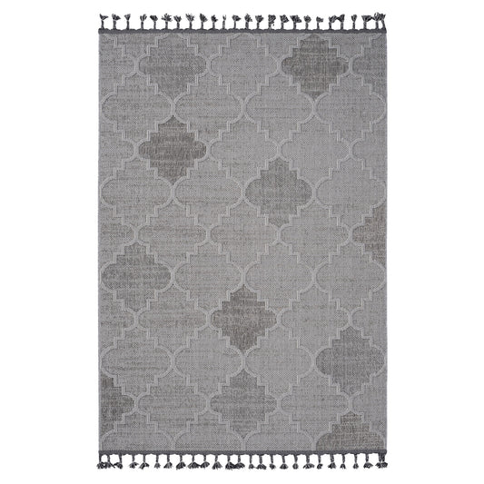 Guros - 8' X 10' Trellis Indoor / Outdoor Area Rug - White / Gray
