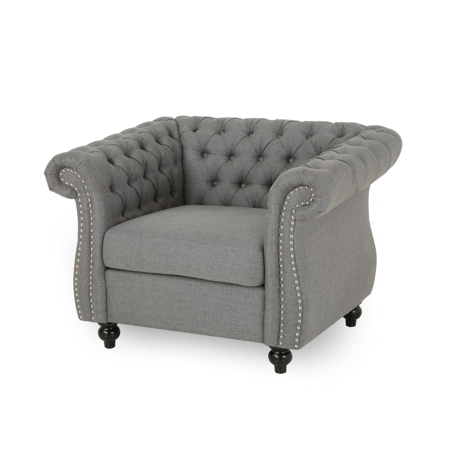 Nexuson - Upholstered Chesterfield Chair With Deep Tufted And Nailhead Trim