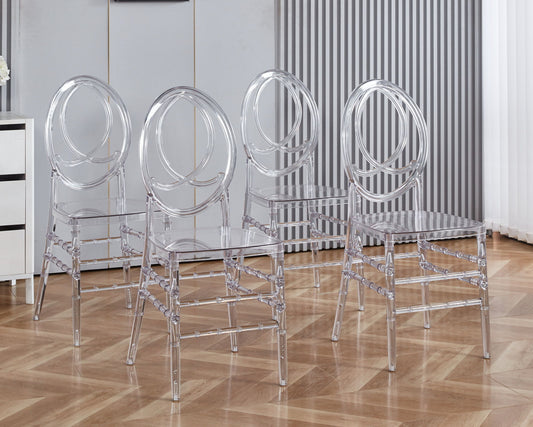 Dining Chair, Plastic Seat, Welding Chair (Set of 4) - Transparent