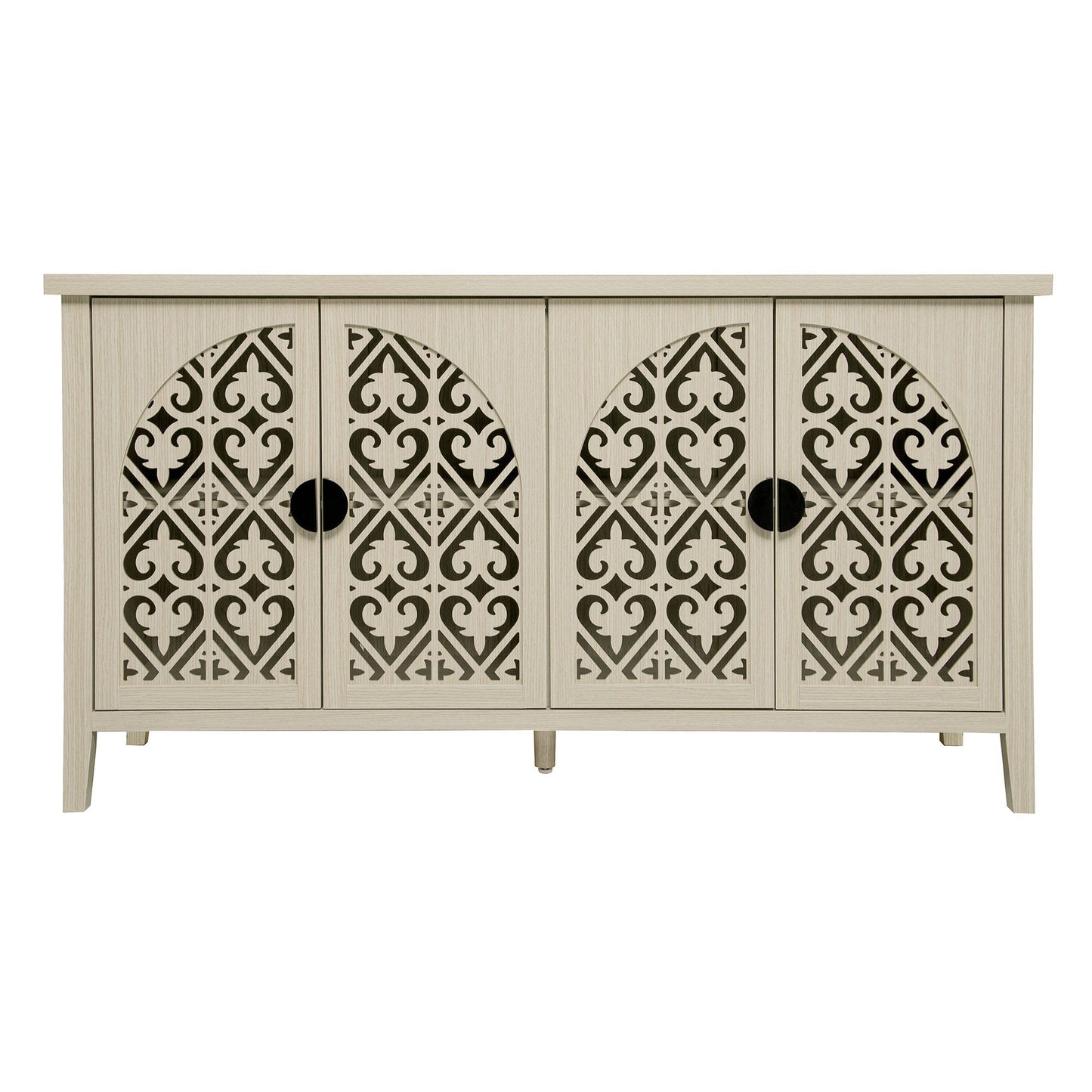 Hollowed Out Cabinet With 4 Doors, Suitable For Bedroom - Natural