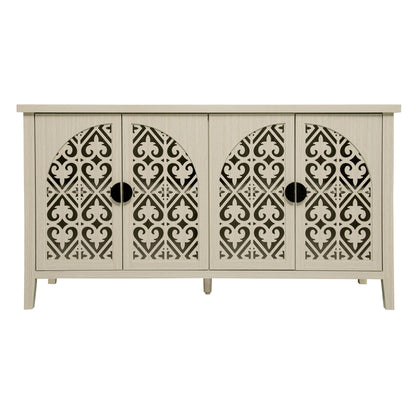 Hollowed Out Cabinet With 4 Doors, Suitable For Bedroom - Natural