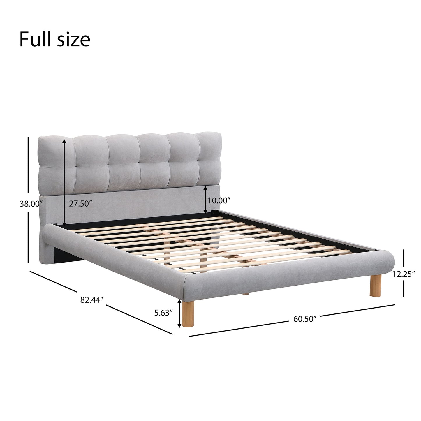 Upholstered Platform Bed Frame With Cookie Shaped Headboard