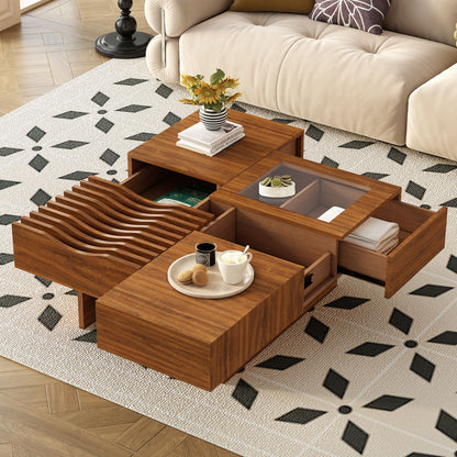 Unique Square Coffee Table With 3 Drawers