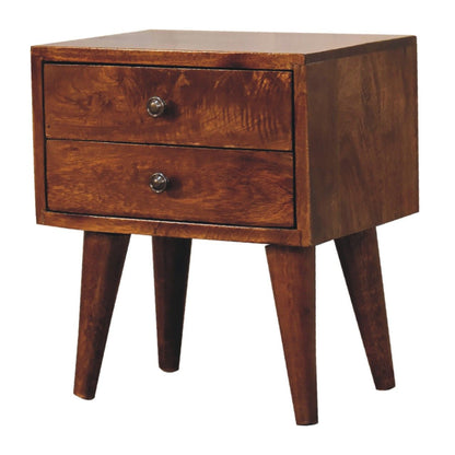 Mini Modern Bedside Table - Chestnut