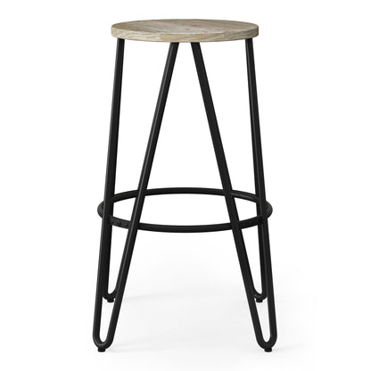 Simeon - Multifunctional Metal Stool With Wood Seat