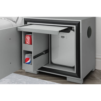 Adelaide - Nightstand With Cooler And Speaker - Grey / Black