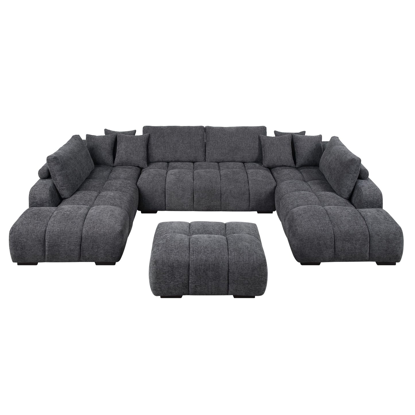 Chosen - Sectional Sofa With Toss Pillows With 2 Chaises With Ottoman - Gray