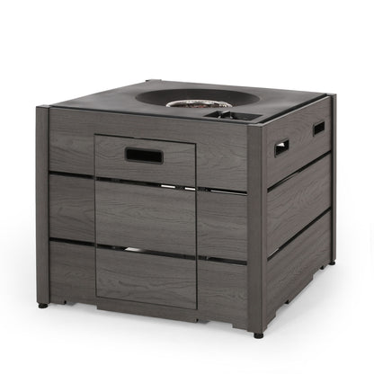 Rustic Style Outdoor Square Propane Fire Pit, 40,000 Btu