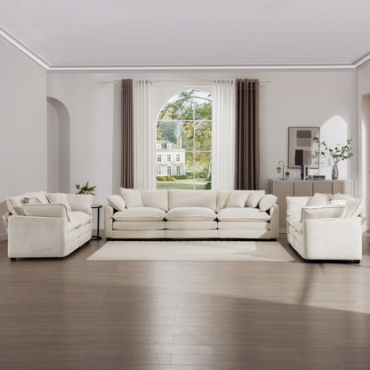 Elegant Corduroy Oversized Sectional Sofa Set With Deep Seats And Flexible Layout