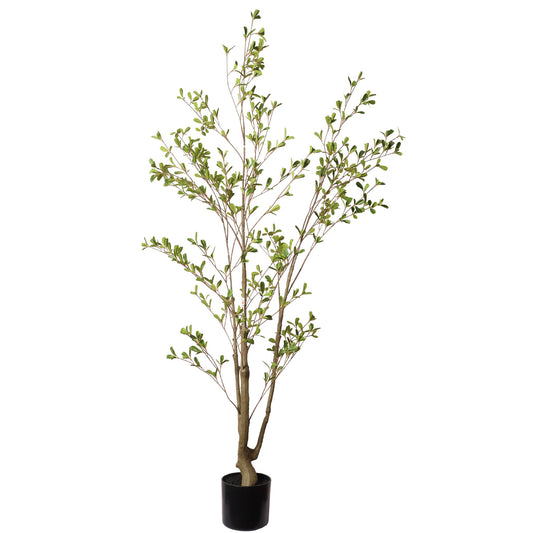 Lifelike Artificial Olive Tree With Plastic Pot For Home Living Room Decor - Green Leaves
