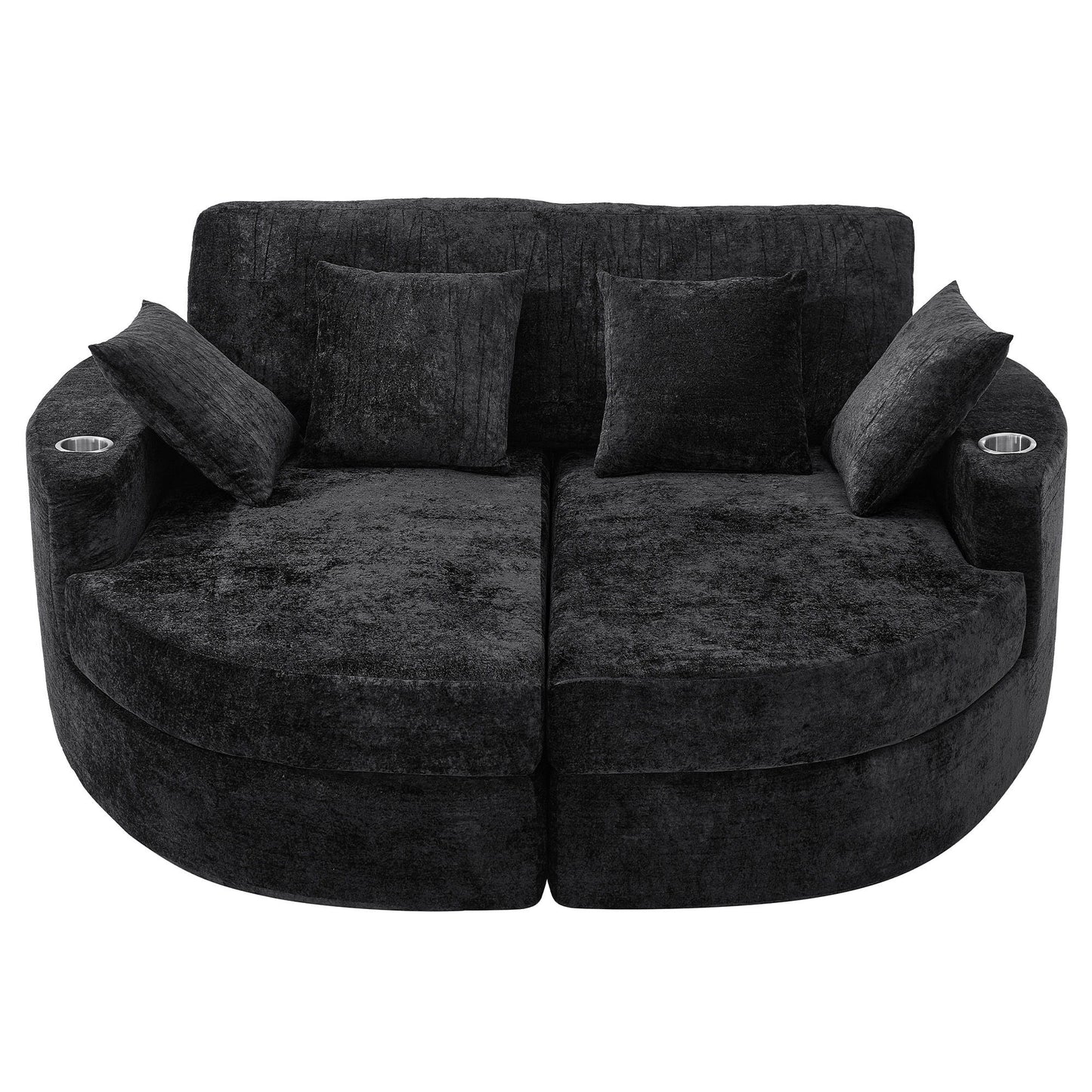 Boneless Design Upholstered Sofa Bed With Cup Holders