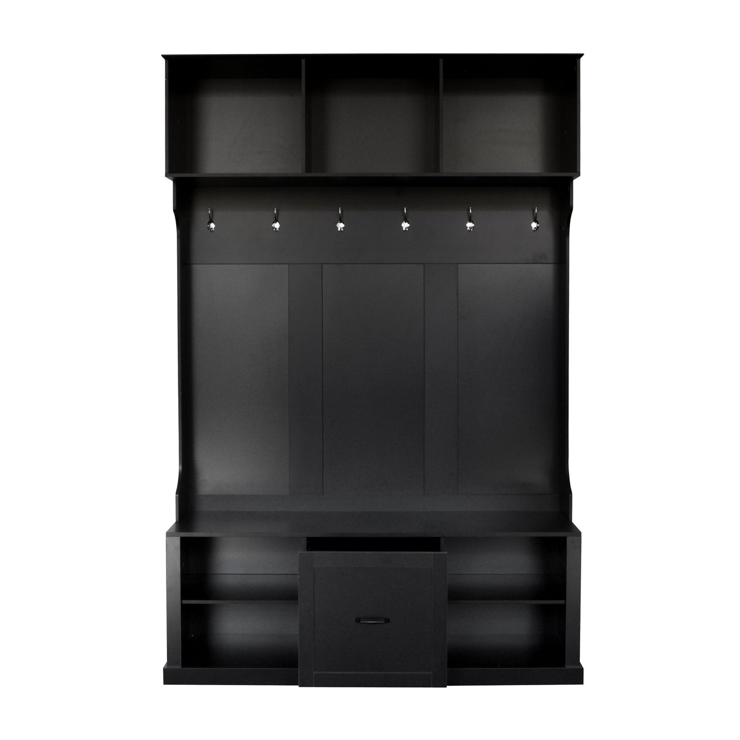 Hall Tree With 6 Hooks, Coat Hanger, Entryway Bench