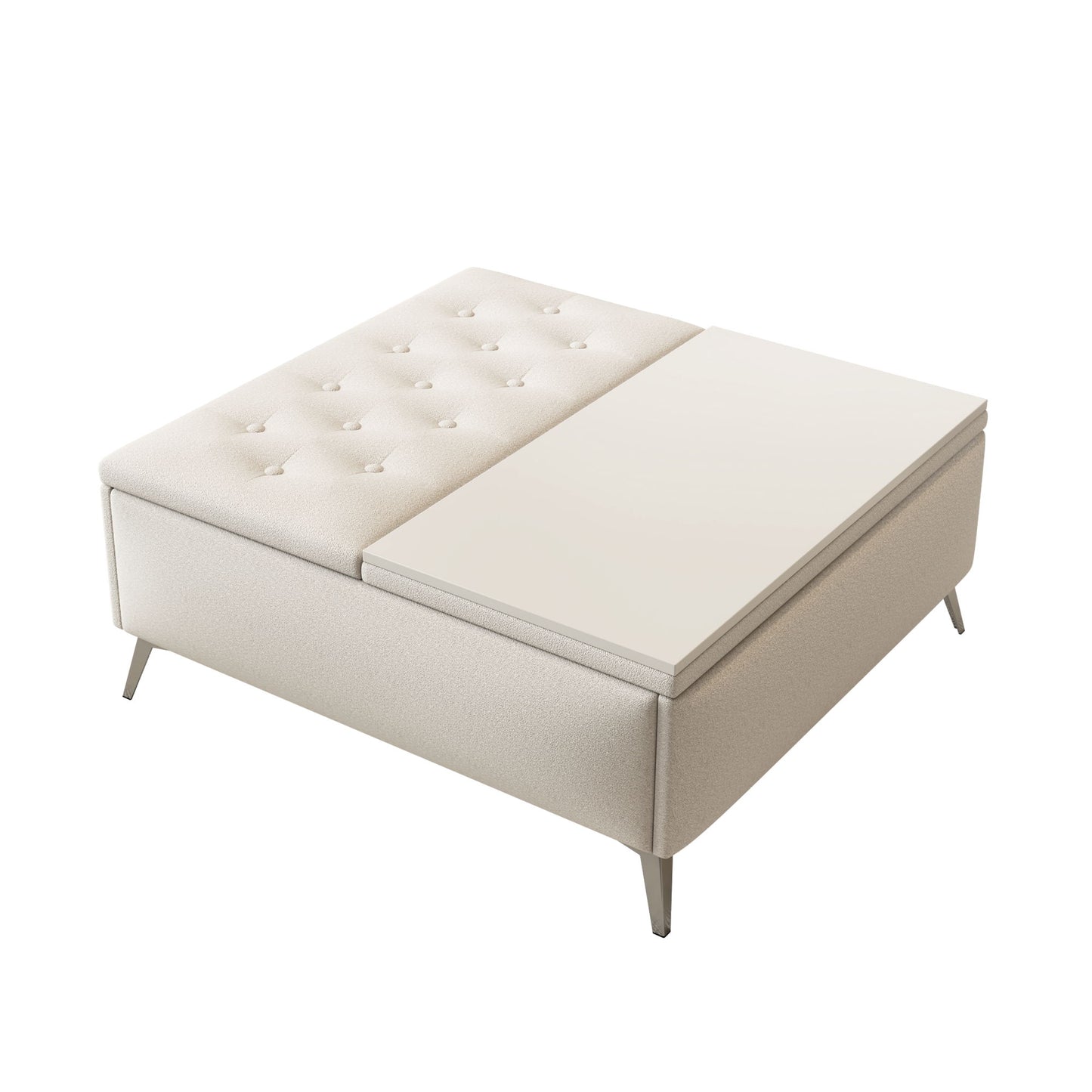 Modern Square Storage Ottoman Coffee Table With Lift-Top Design