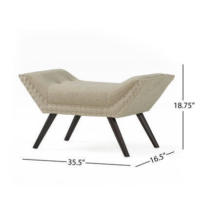 Hariata - Contemporary Fabric Tufted Ottoman Bench - Beige