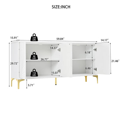 Modern Sideboard Buffet Cabinet With Handleless Press To Open Design With 4 Doors