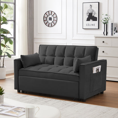 Modern Convertible Velvet Futon Loveseat With Sleeper Bed Function
