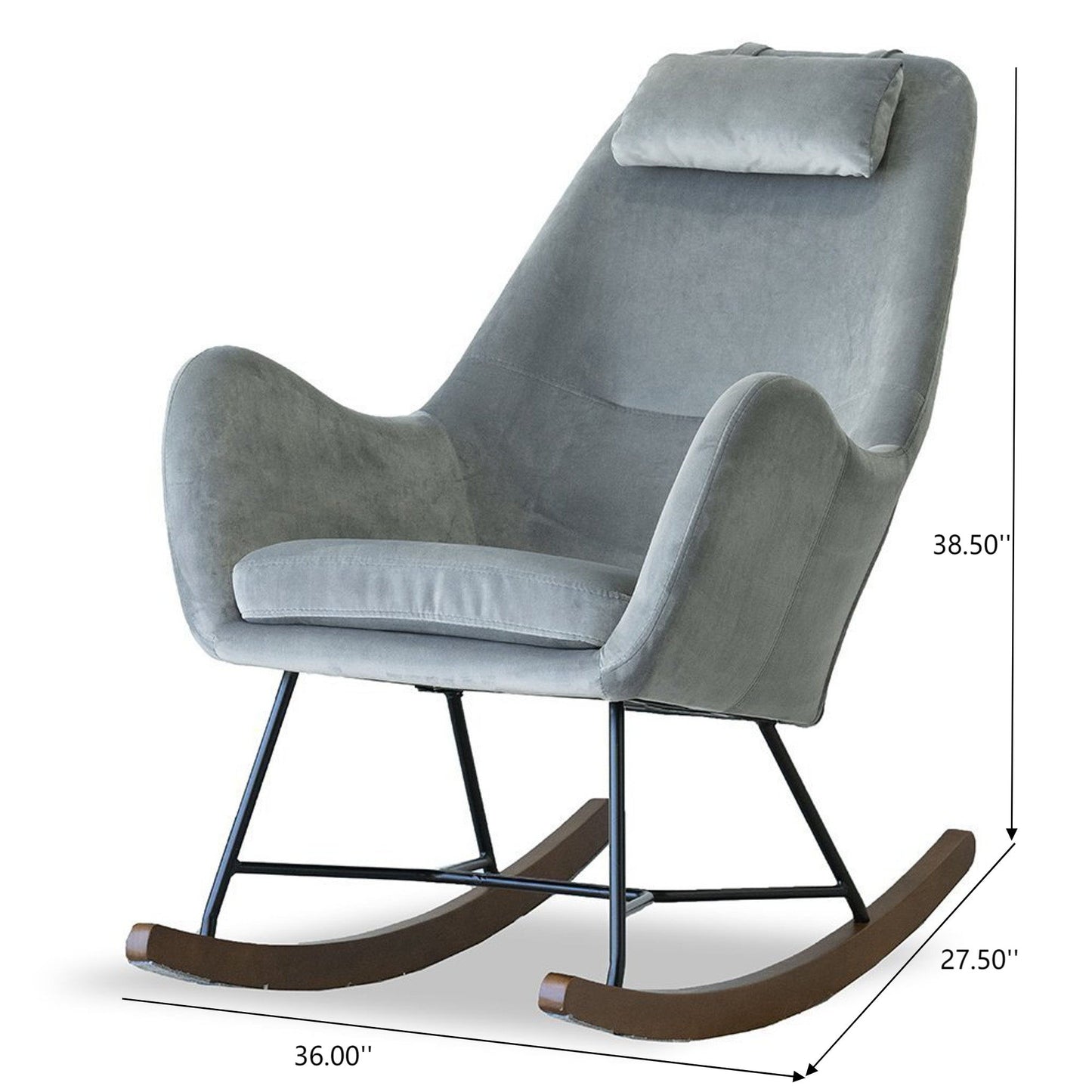 Chel - Mid-Century Modern Velvet Rocking Chair