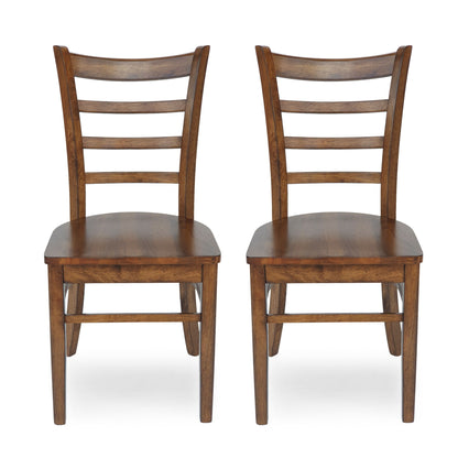 Farmhouse Style Dining Chair Set With Traditional Ladder Back Design