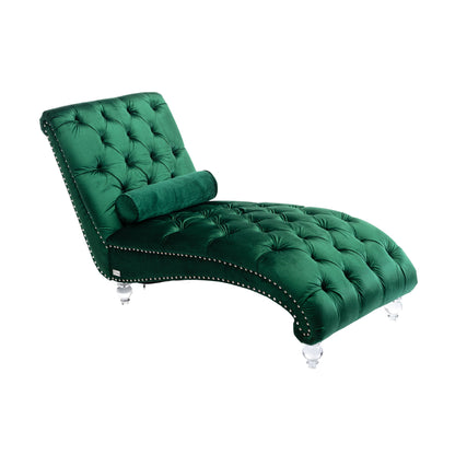 Velvet Chaise Lounge Indoor, Button Tufted Upholstered Chaise Lounge Chair With Pillow