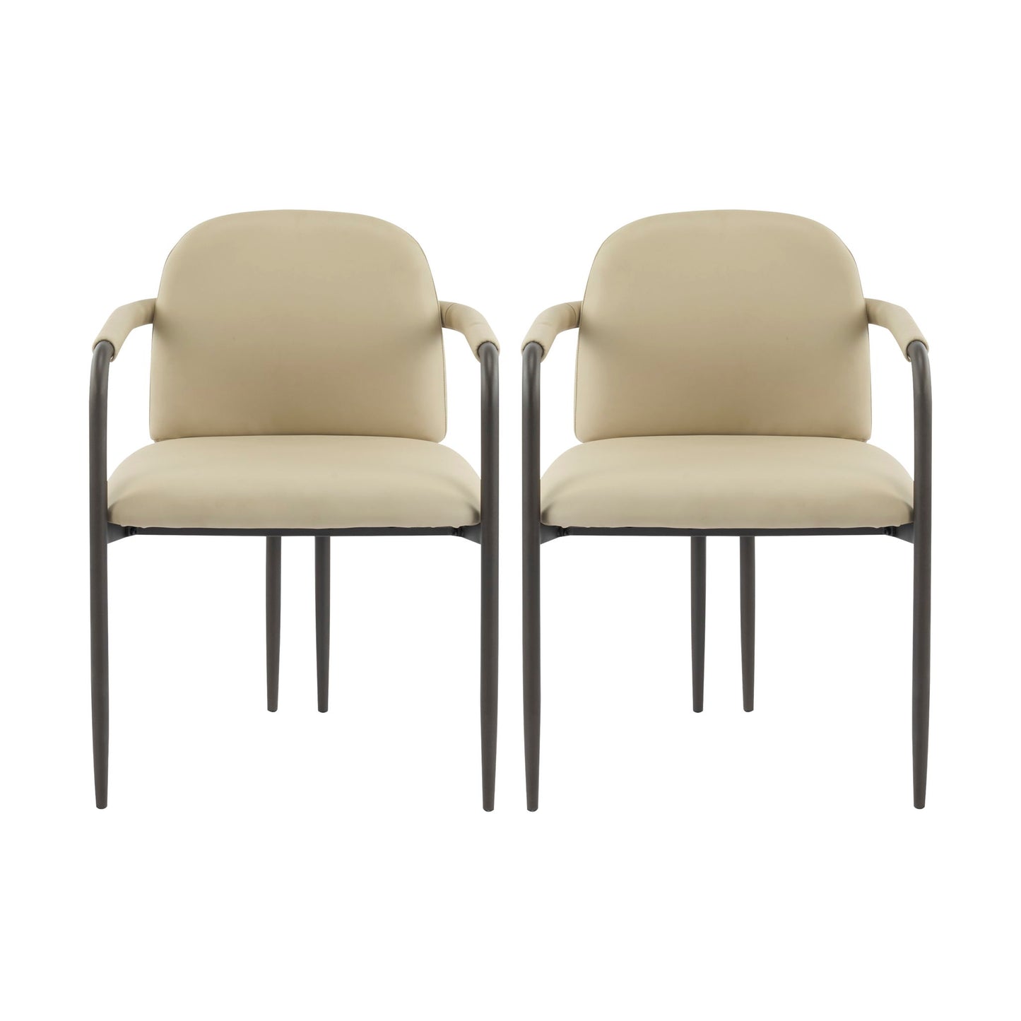 Modern Dining Chair (Set of 2) With Iron Frame - Espresso / Khaki