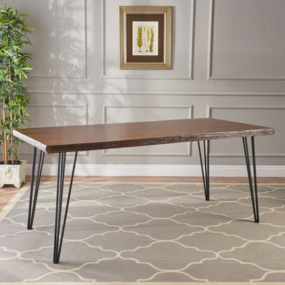 Modern Industrial Faux Live Edge Dining Table With Hairpin Legs - Natural