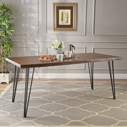 Modern Industrial Faux Live Edge Dining Table With Hairpin Legs - Natural