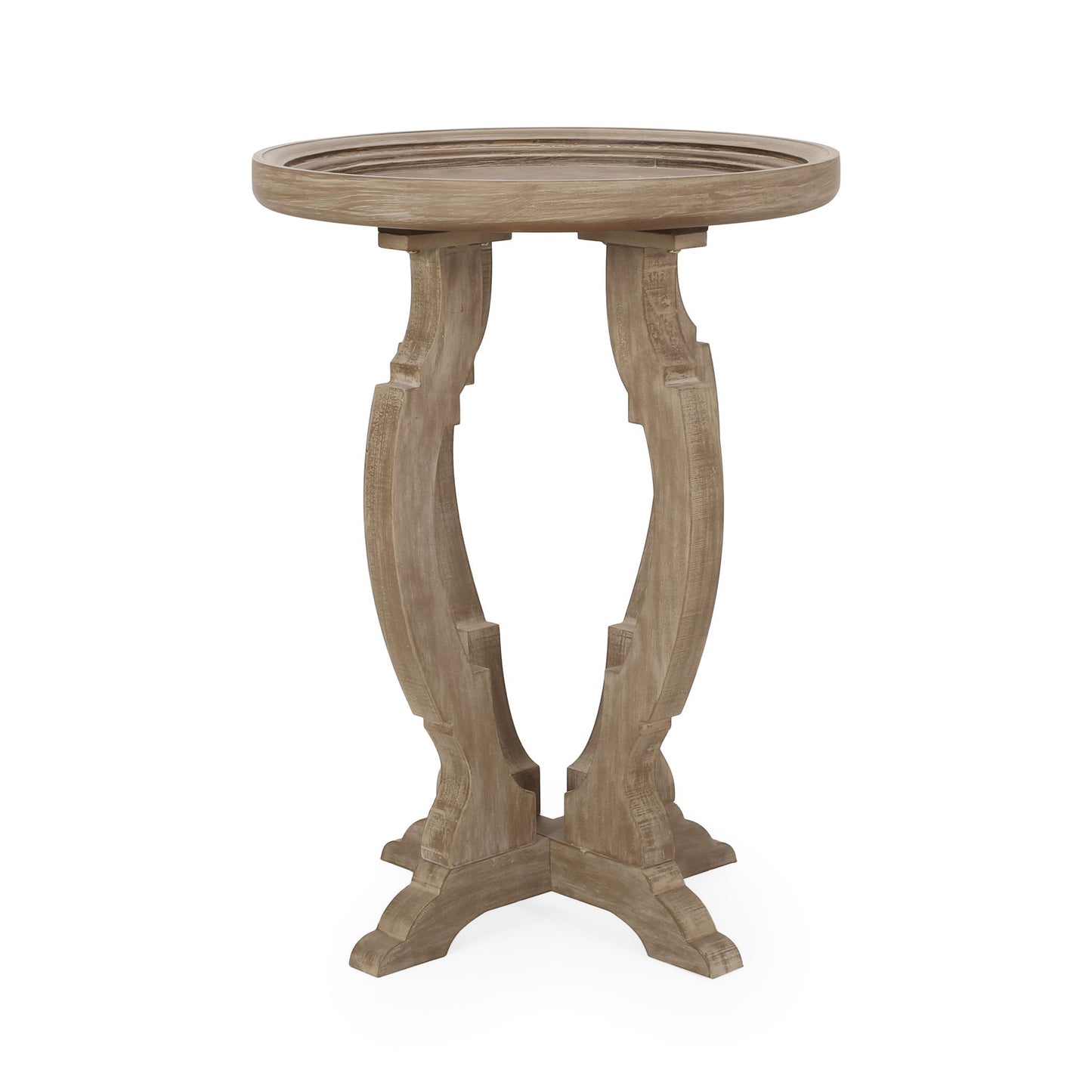 French Country Style Accent Table With Hourglass Design