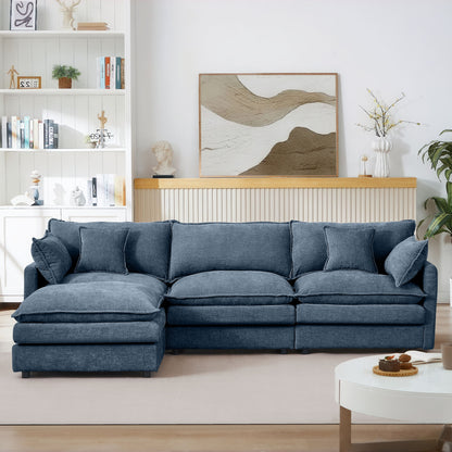 Contemporary Modular Sectional Sofa Set With Movable Ottoman