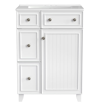 Transitional Style Bathroom Vanity Cabinet With Ceramic Sink