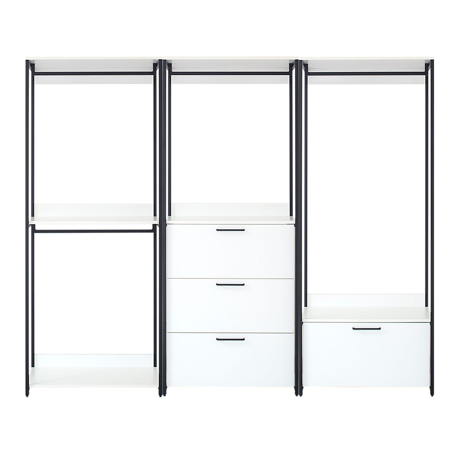 Fiona - Freestanding Walk In Wood Closet System, Metal Frame Melamine - White