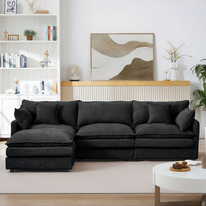Contemporary Modular Sectional Sofa Set With Movable Ottoman