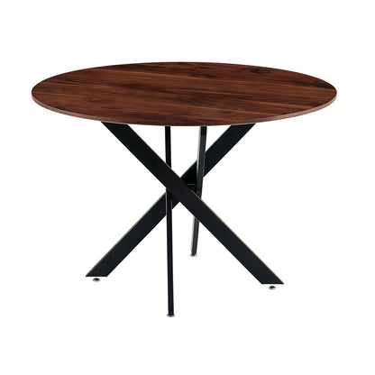 Mid-Century Dining Table For 4 - 6 People With Round MDF Table Top, Pedestal Dining Table, End Table Leisure Coffee Table, Cross Leg