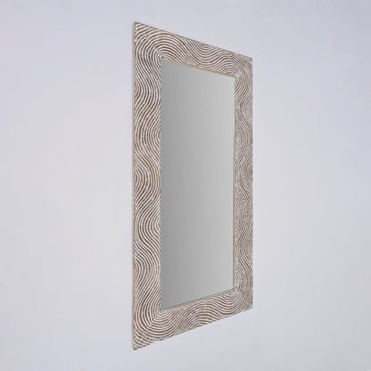 Handcarved Rectangle Mirror Accent With 3mm Glass - Antique White