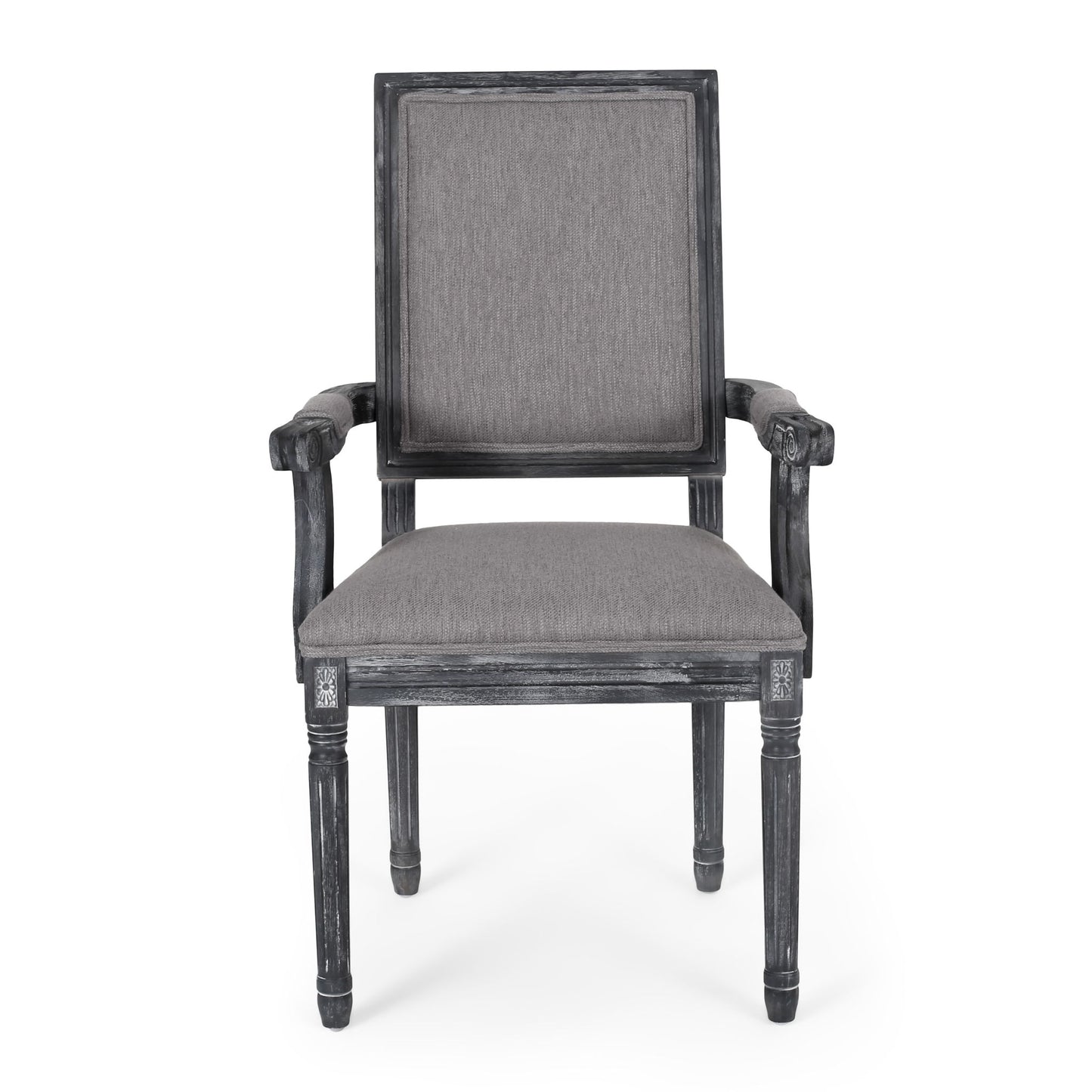 French Country Style Upholstered Dining Chair With Square Backrest
