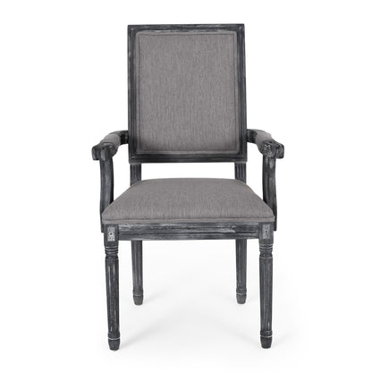 French Country Style Upholstered Dining Chair With Square Backrest