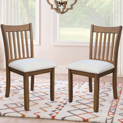 Modern Dining Chair, Wooden Back, Cushion Seats (Set of 2)