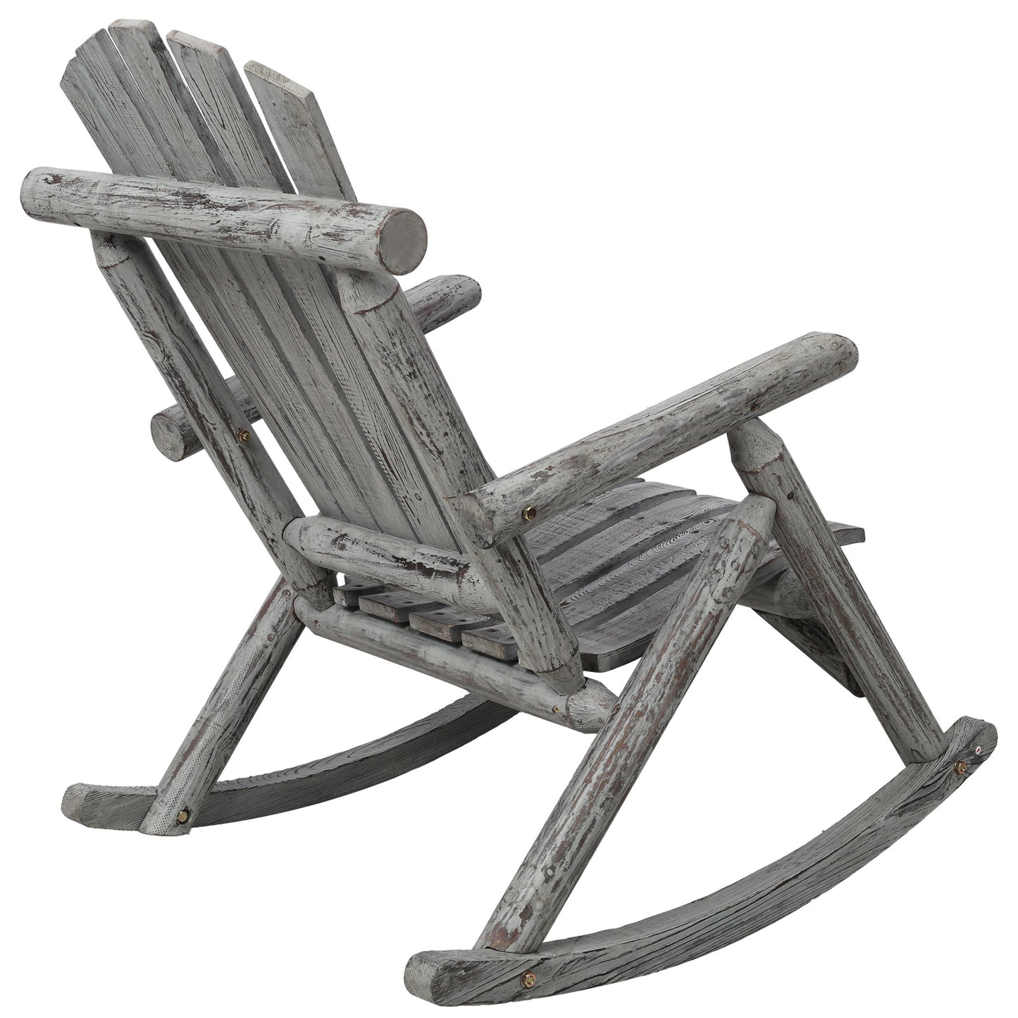 Durable Wooden Porch Rocker, Fir Log Rocking Chair