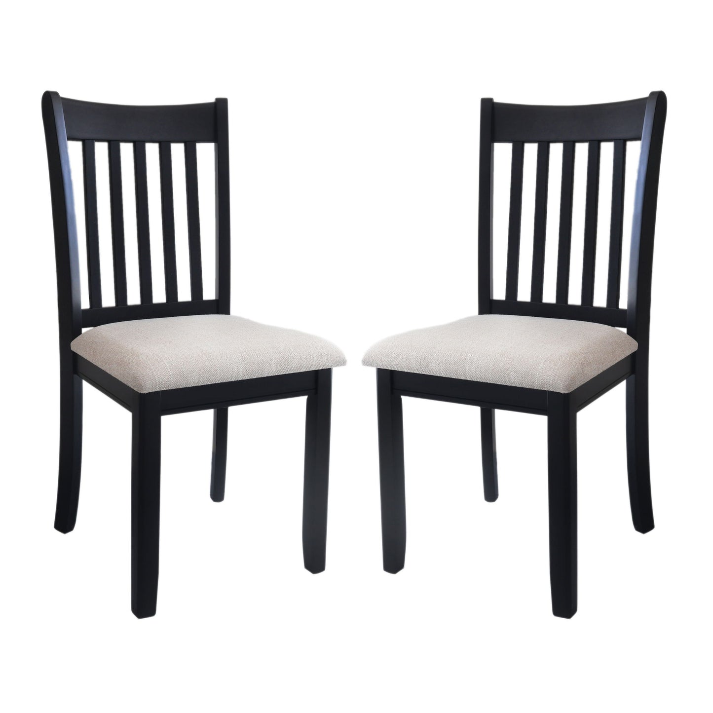 Modern Dining Chair, Wooden Back, Cushion Seats (Set of 2)